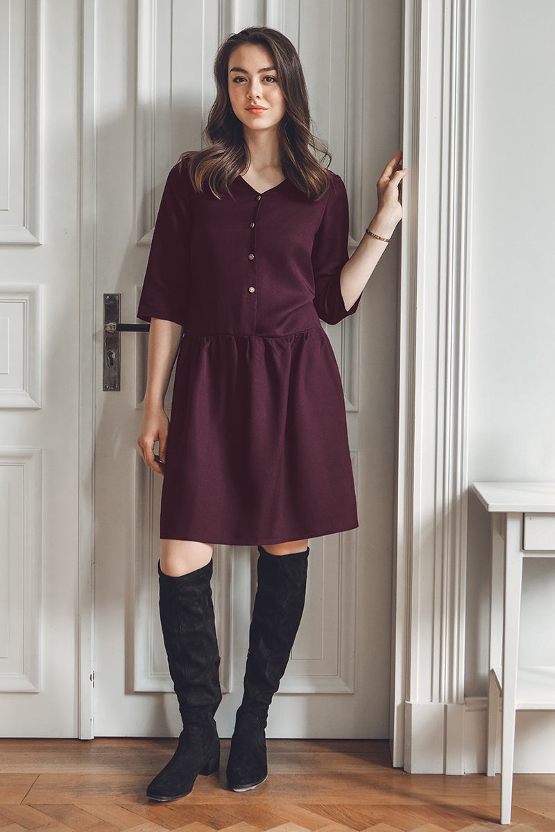 Tencel Kleid mit Knopfleiste L Regular