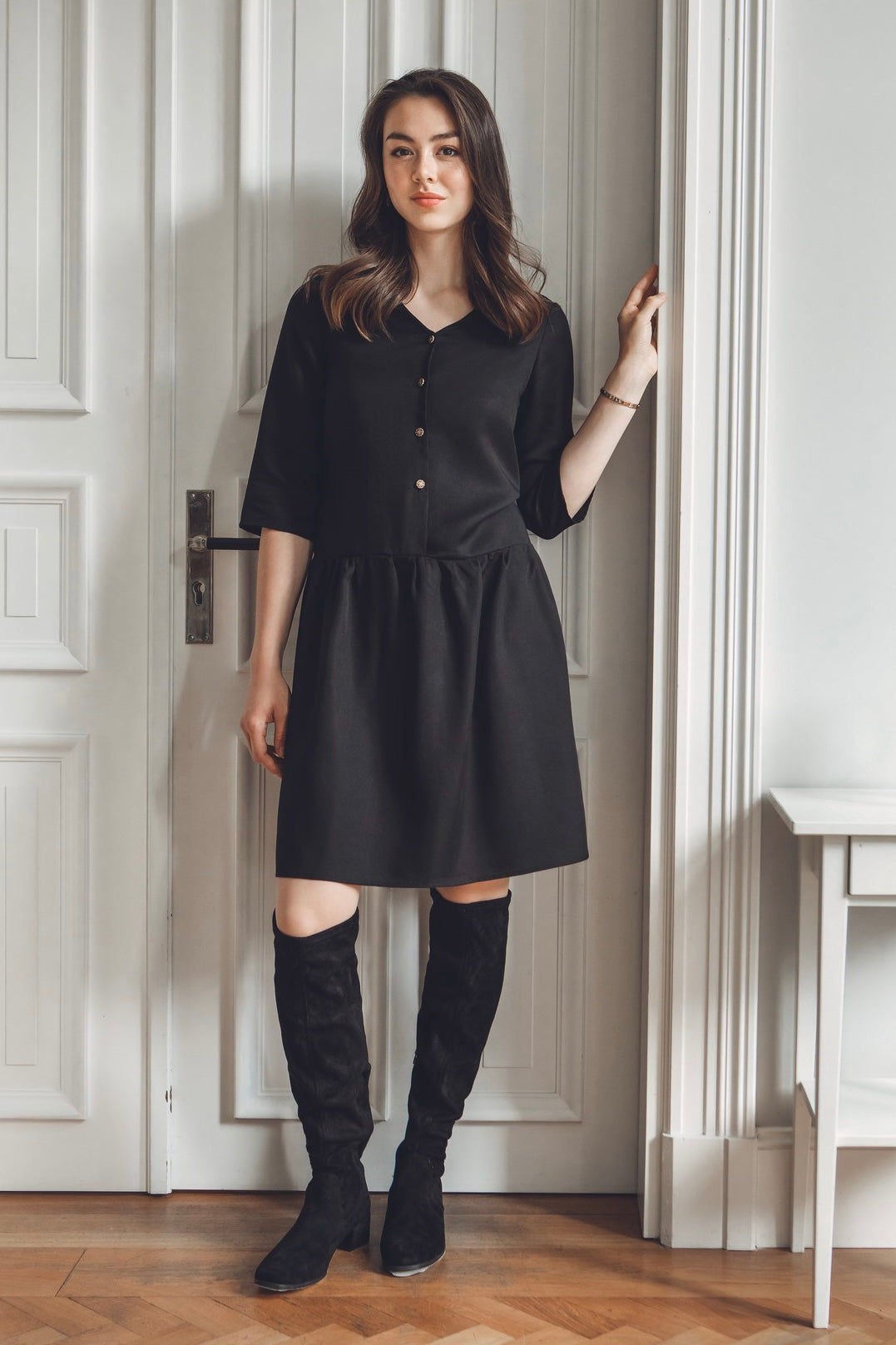 Tencel Kleid mit Knopfleiste L Regular