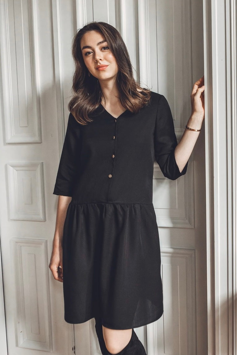 Tencel Kleid mit Knopfleiste L Regular