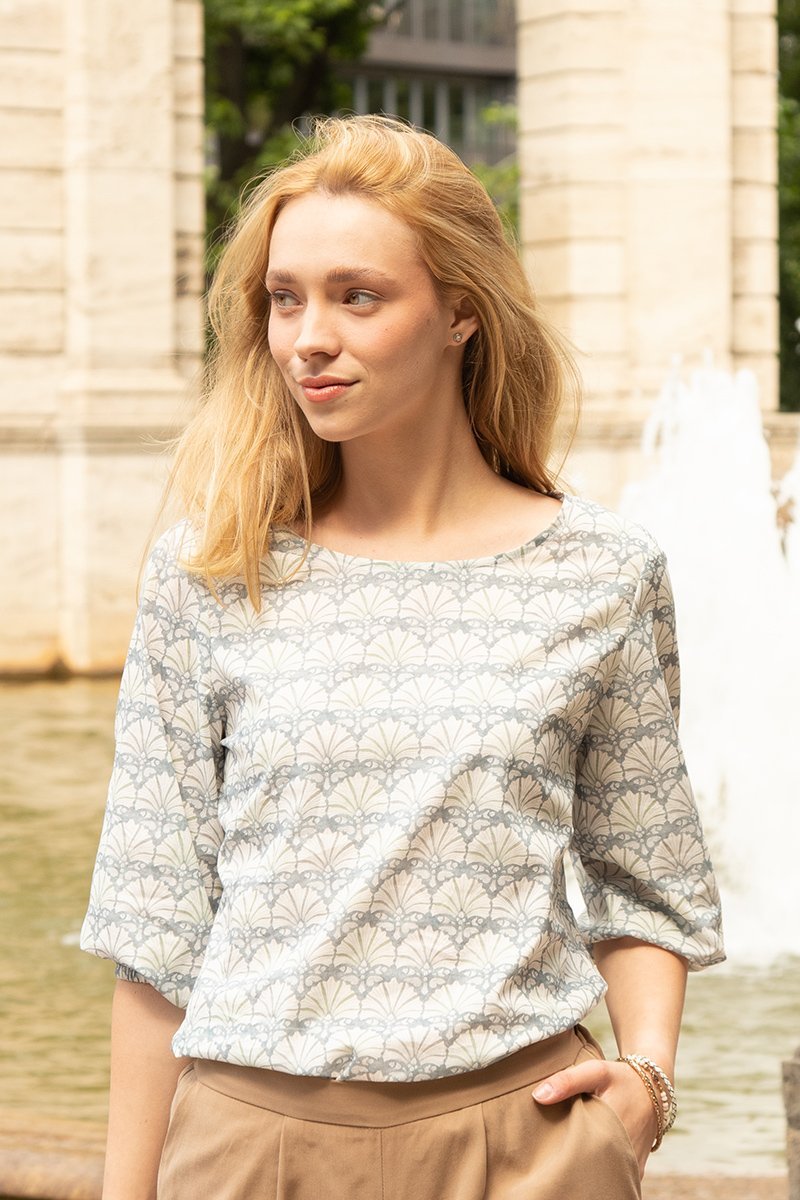 Bedruckte Bluse Marie - l'amour est bleu