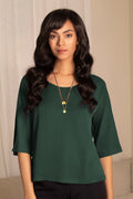 l'amour est bleu Tencel Bluse deep green