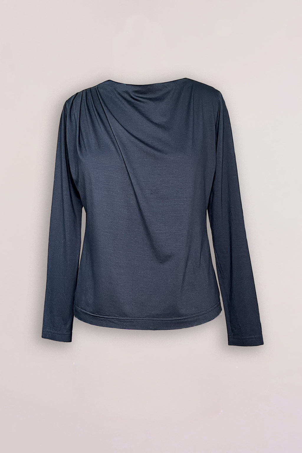 l'amour est bleu drapiertes Langarmshirt