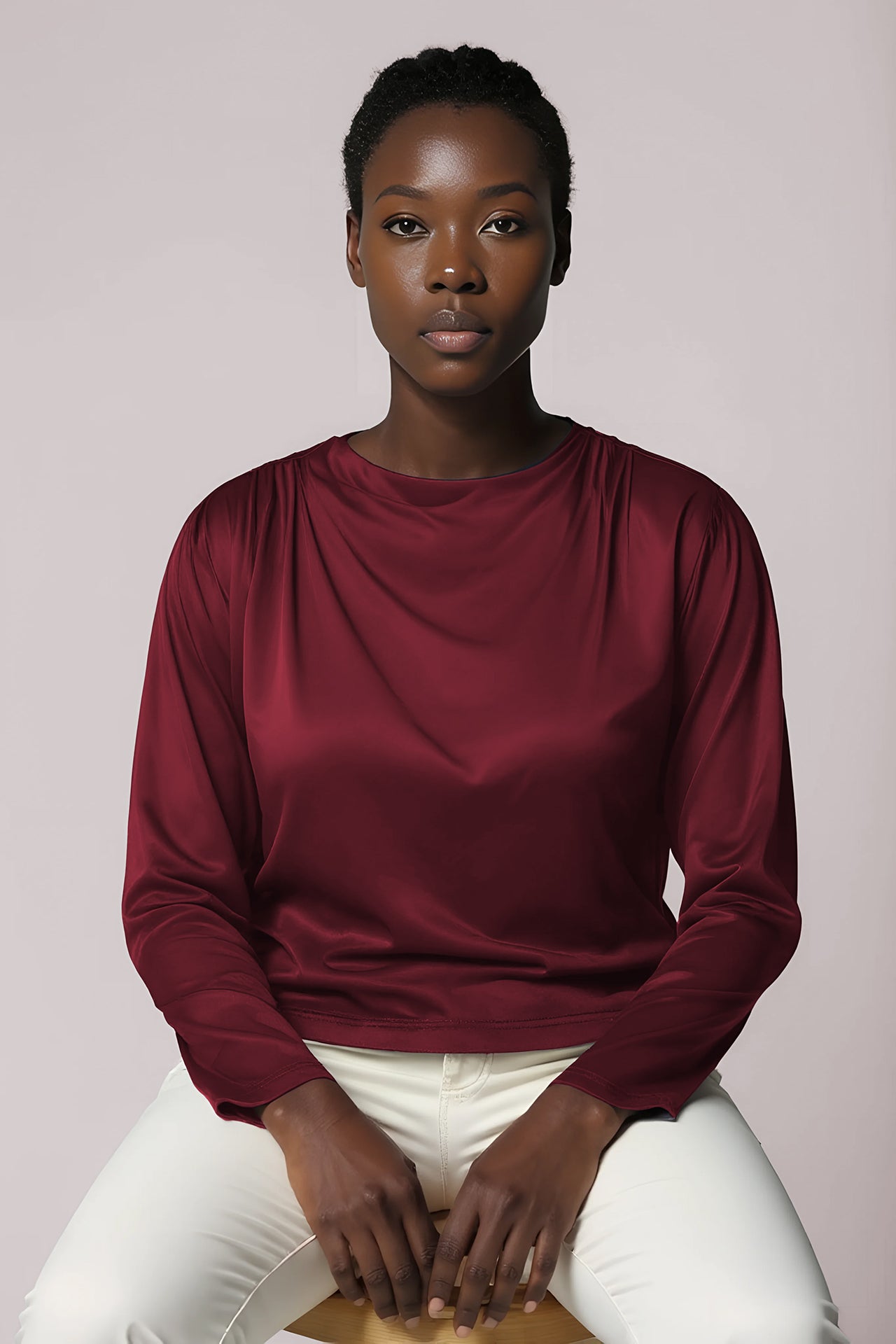 Drapiertes Langarmshirt