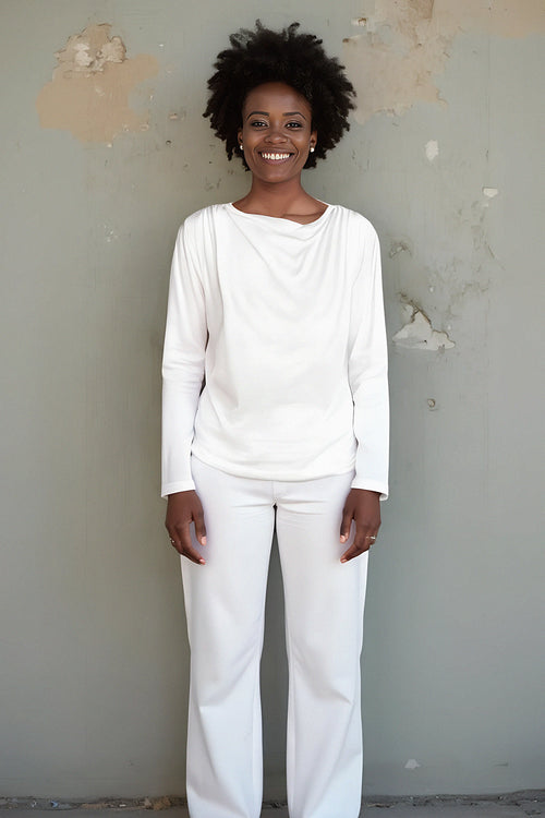 l'amour est bleu drapiertes Langarmshirt