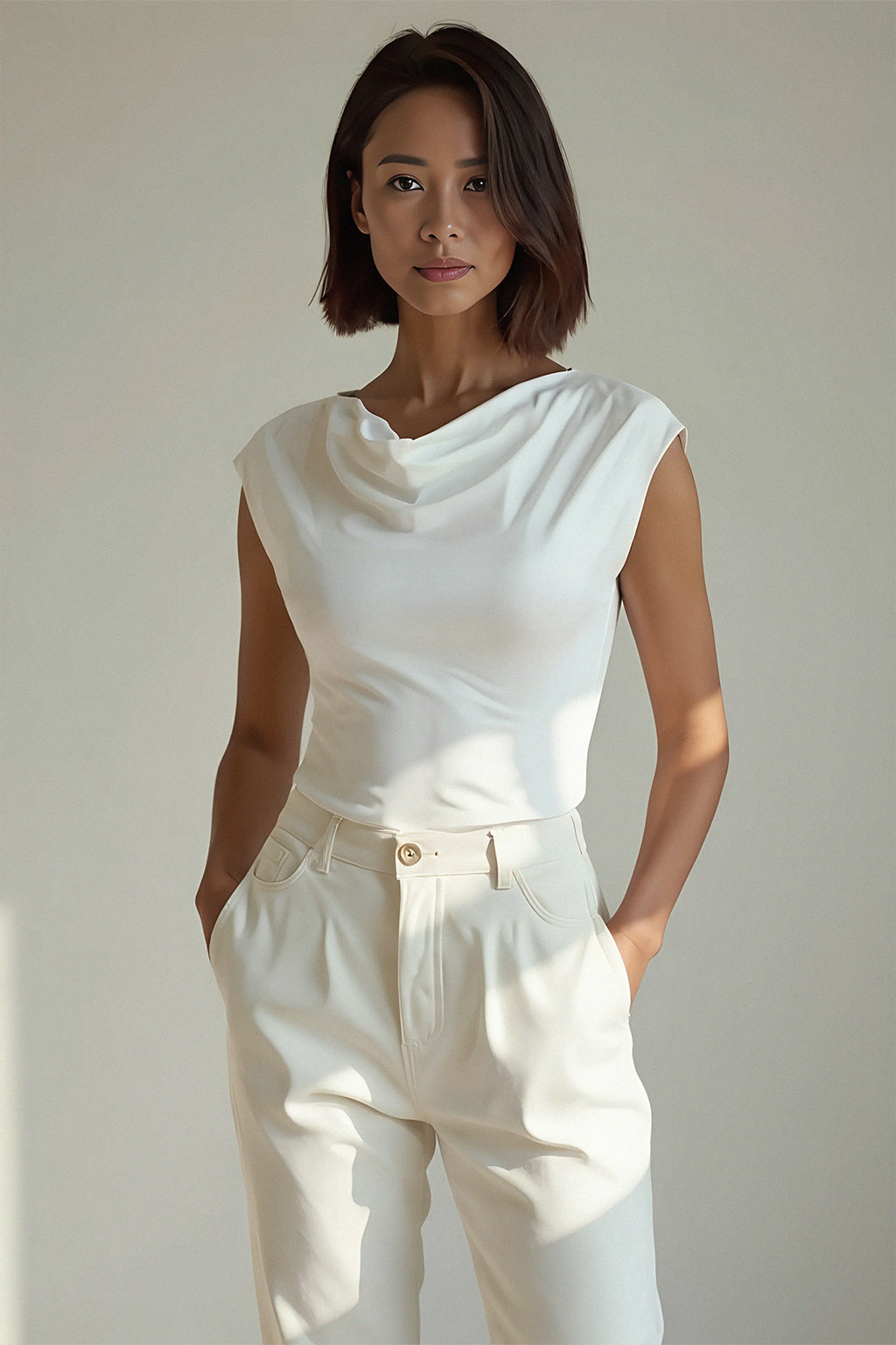 Top mit Wasserfall-Ausschnitt