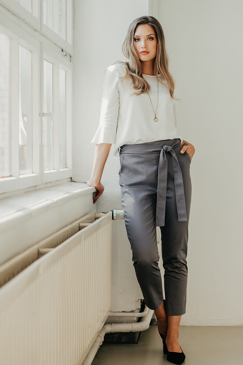 Tencel Bluse mit Volants-Ärmeln