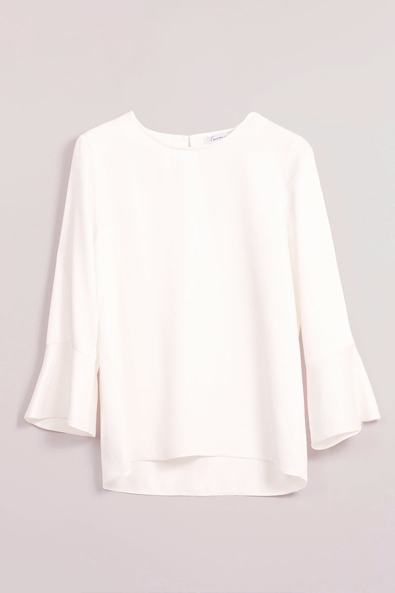 Tencel Bluse mit Volants-Ärmeln