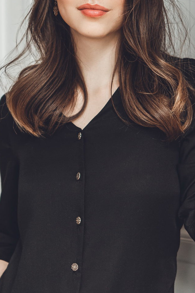 Tencel Kleid mit Knopfleiste L Regular