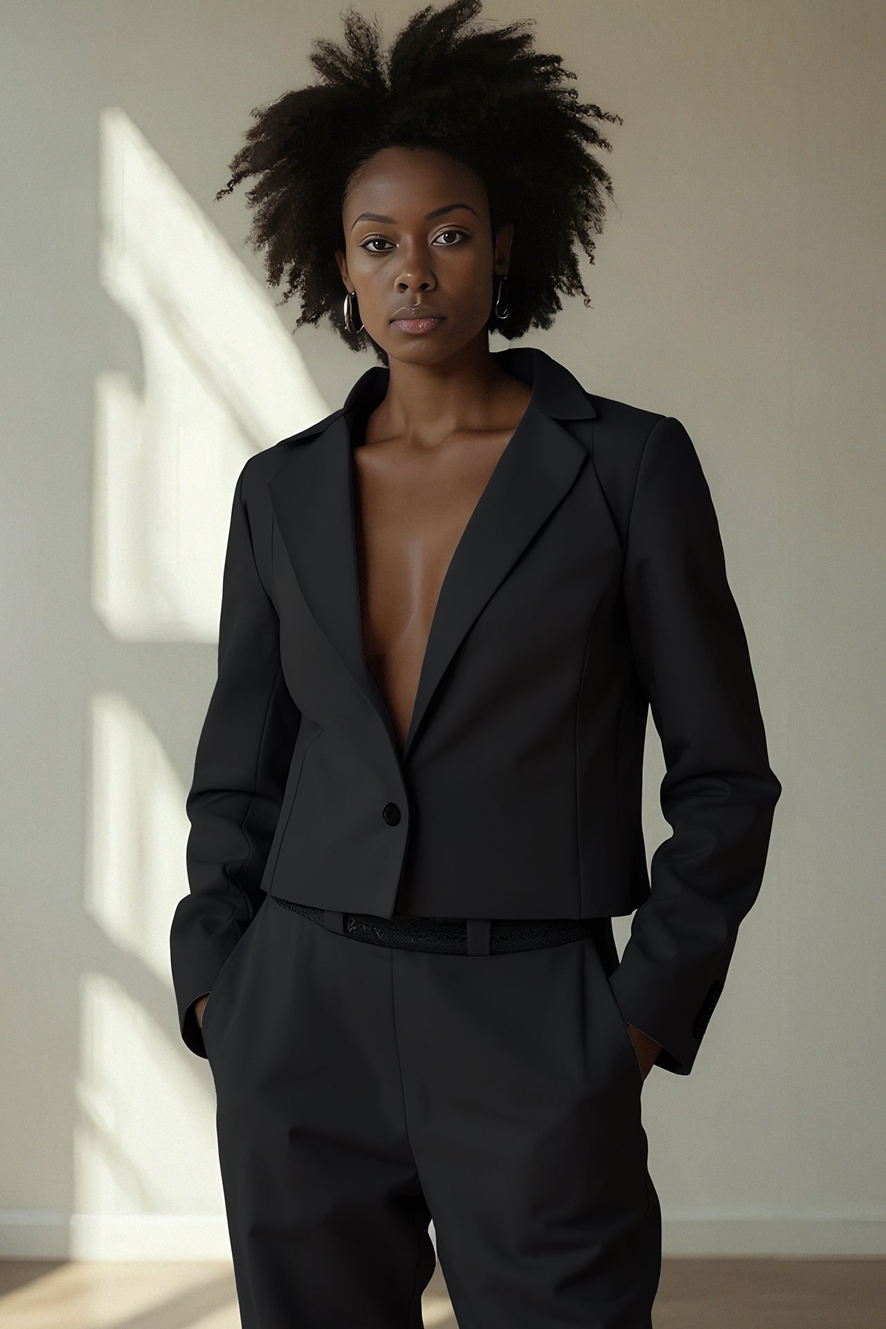 l'amour est bleu Ponte Cropped Blazer