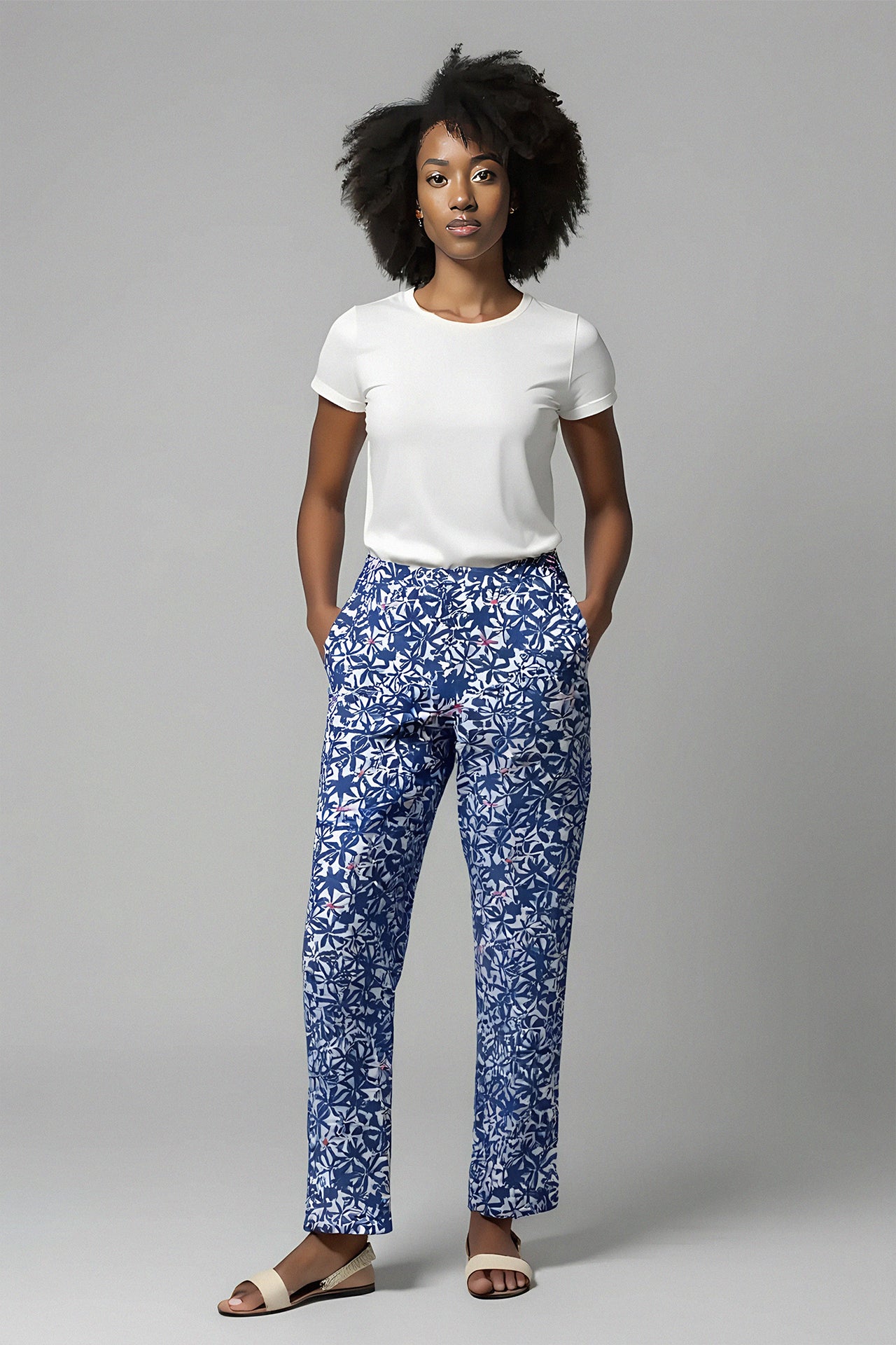 l'amour est bleu gemusterte Viskose Hose
