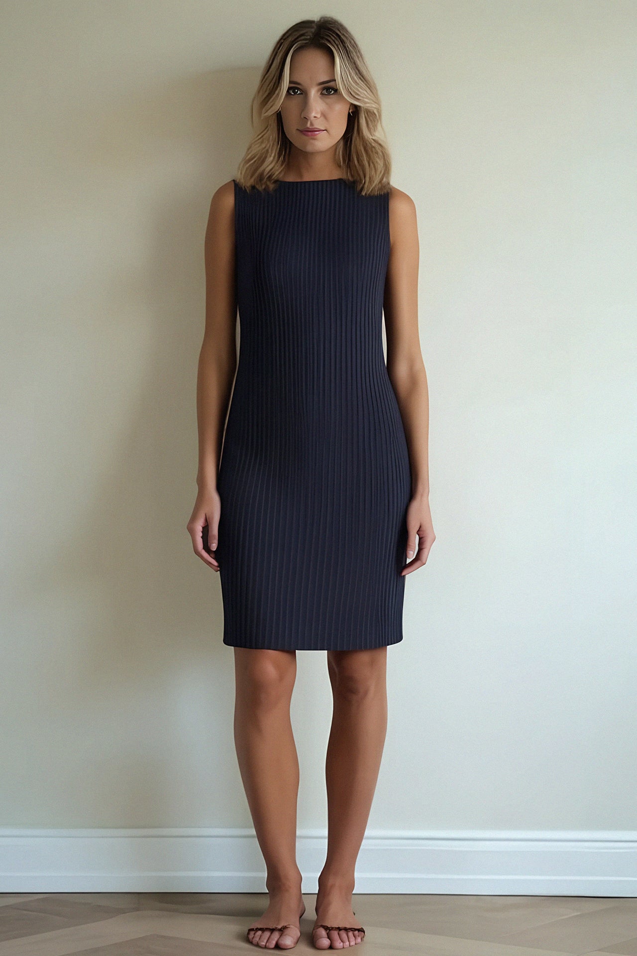 l'amour est bleu geripptes Jerseykleid