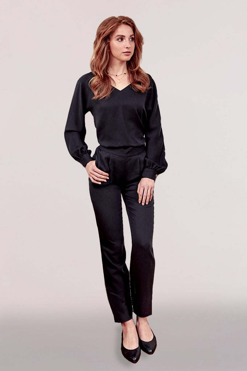 Schmale Tencel Bundfaltenhose XS Petite