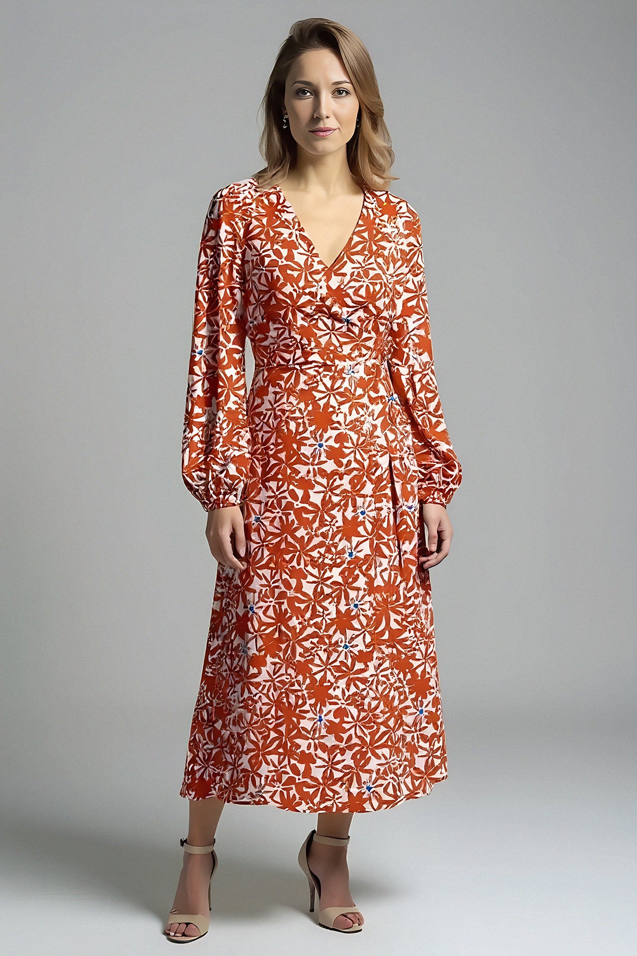 l'amour est bleu geblümtes Wickelkleid