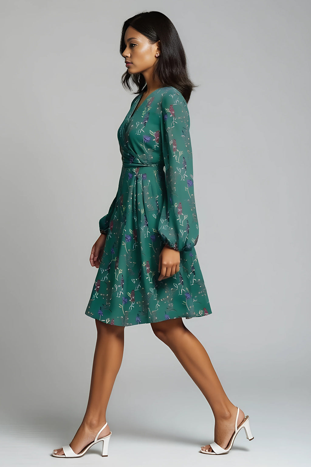 l'amour est bleu geblümtes Jersey Wickelkleid