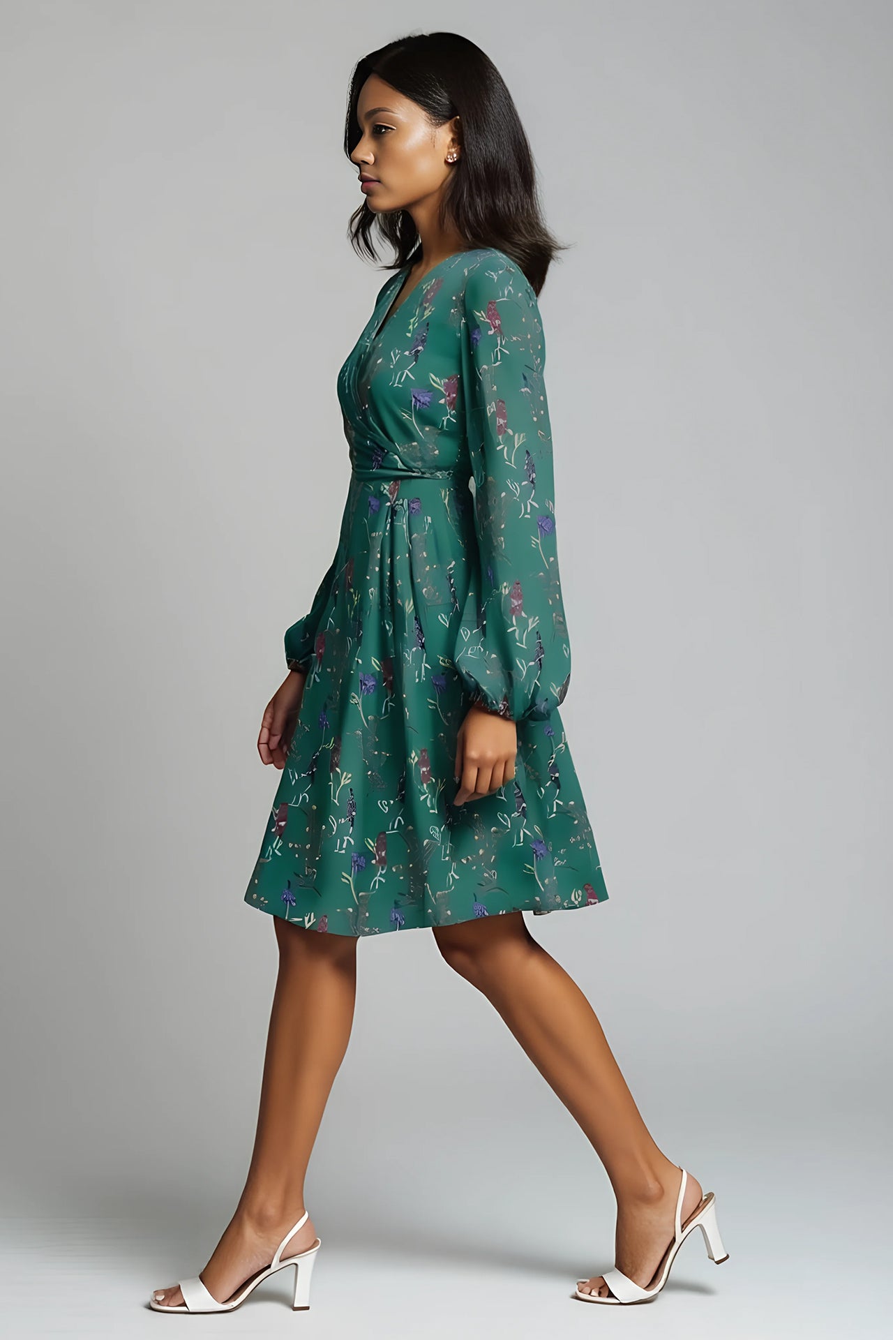 l'amour est bleu geblümtes Jersey Wickelkleid