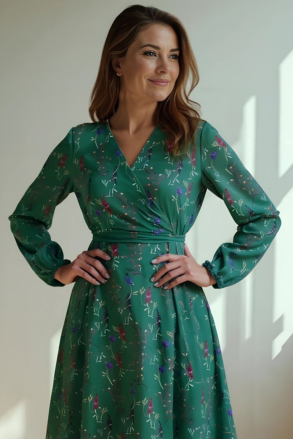 l'amour est bleu geblümtes Jersey Wickelkleid