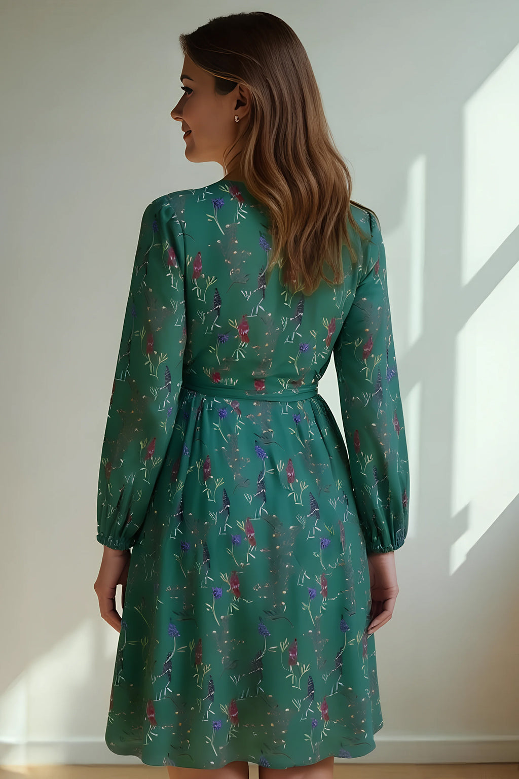 l'amour est bleu geblümtes Jersey Wickelkleid