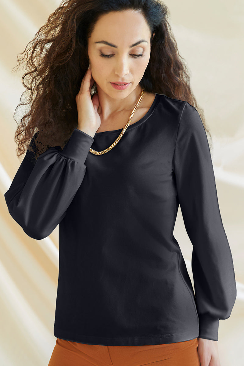 Shirt mit gerafften Ärmeln XL