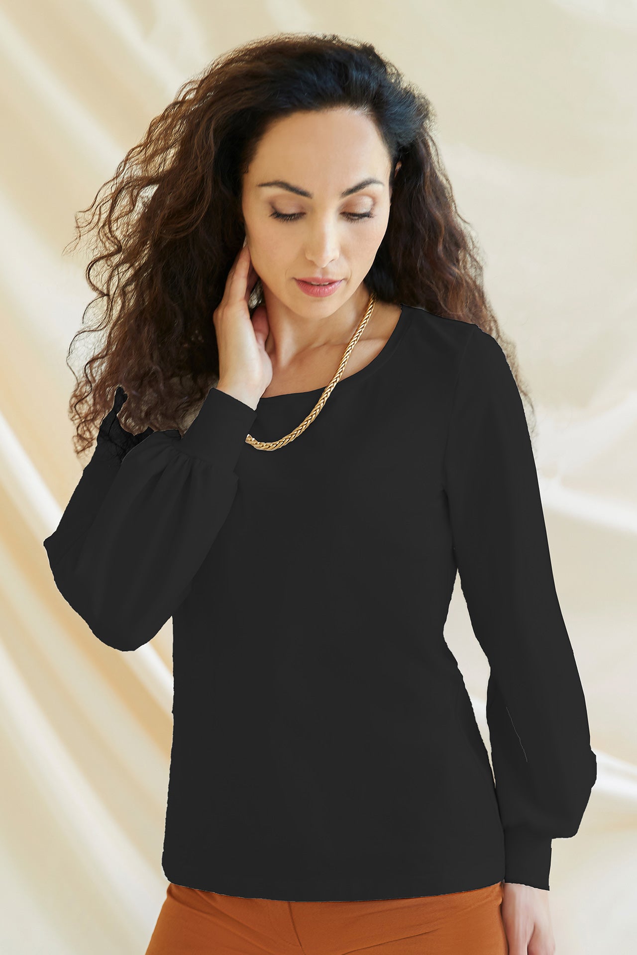 Shirt mit gerafften Ärmeln