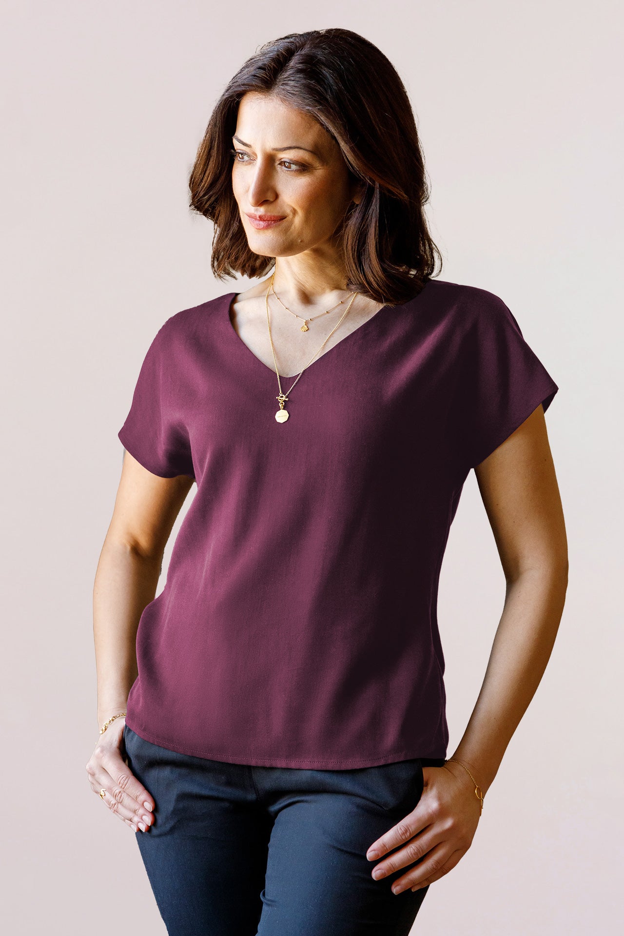 l'amour est bleu short tencel blouse v-neck