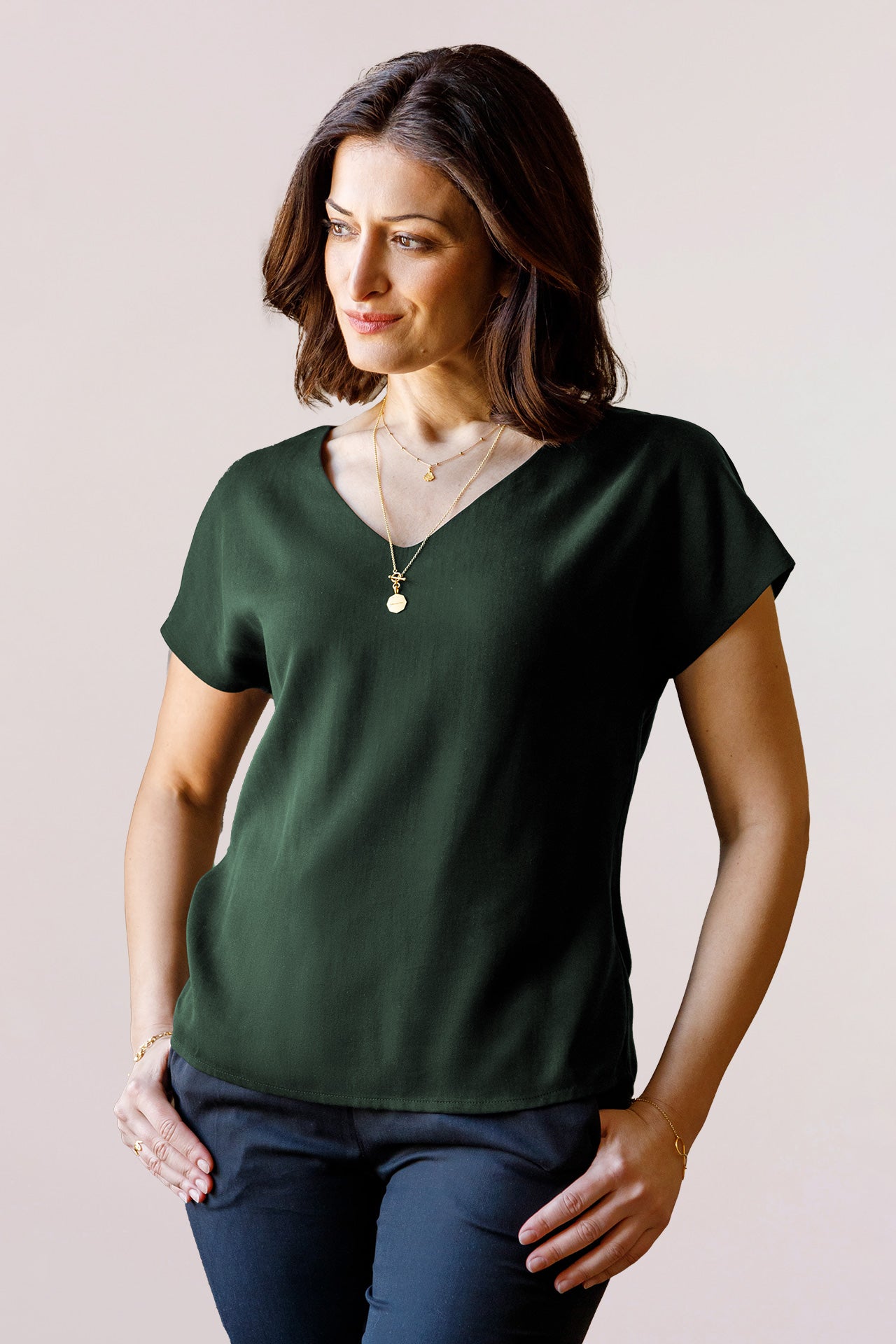 l'amour est bleu short tencel blouse v-neck