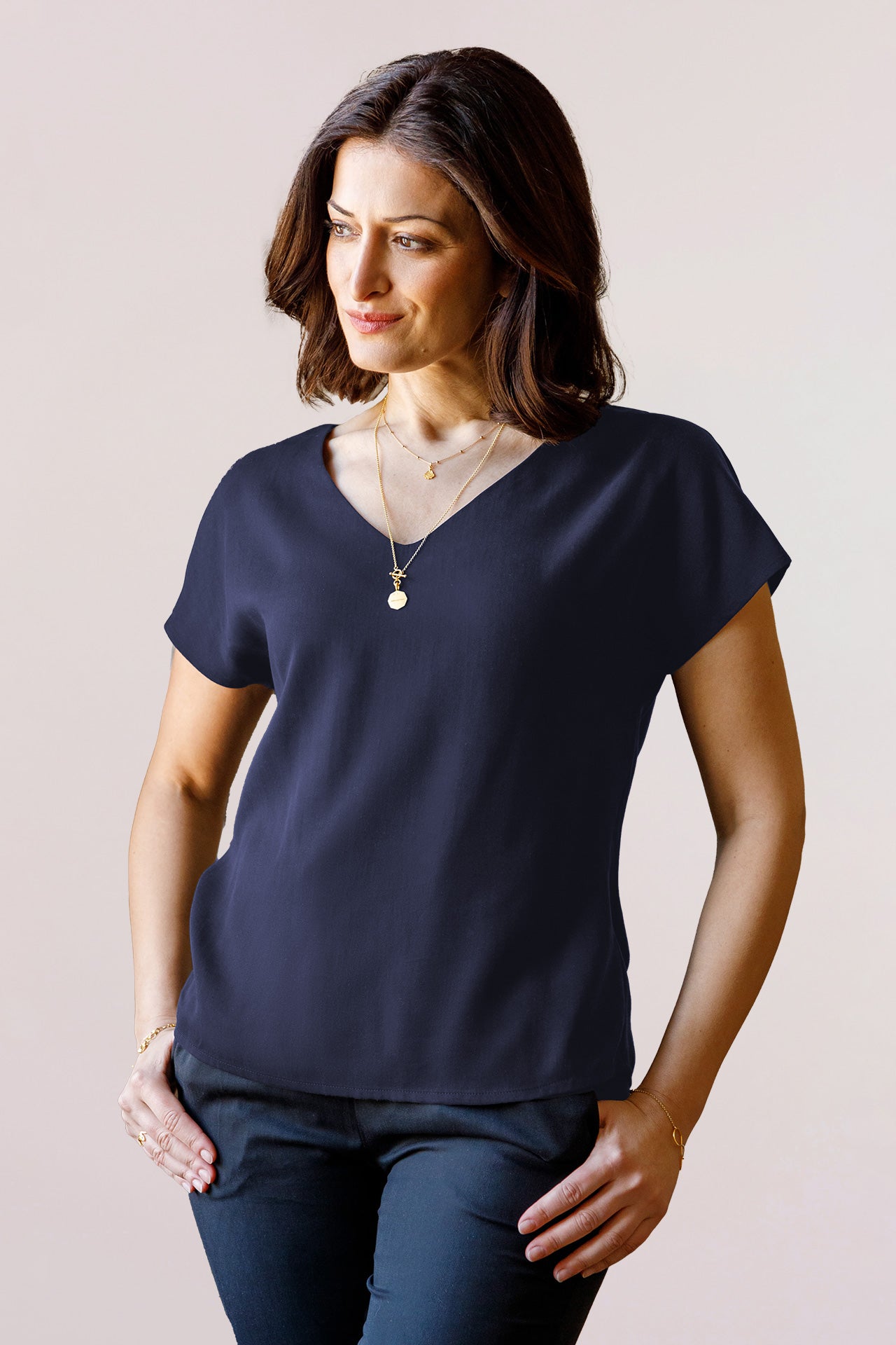 l'amour est bleu short tencel blouse v-neck