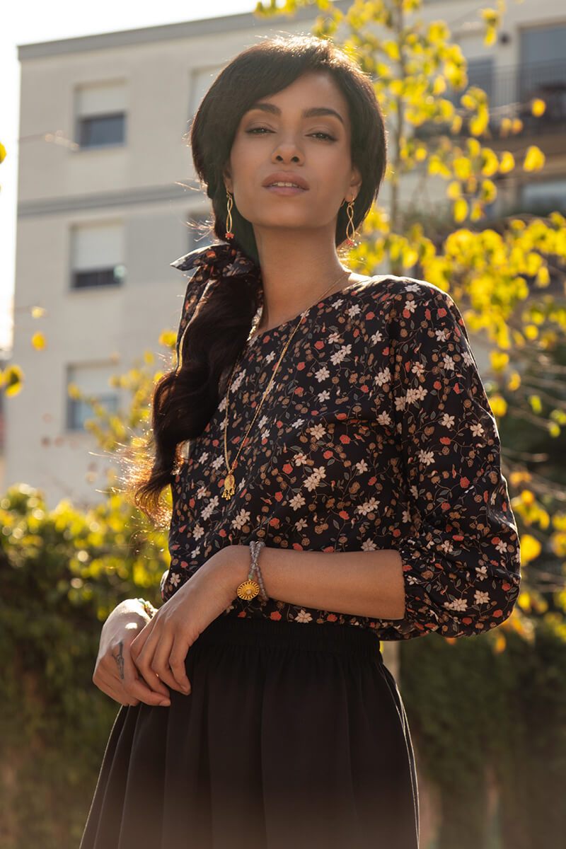 Bedruckte Bluse Marie - l'amour est bleu