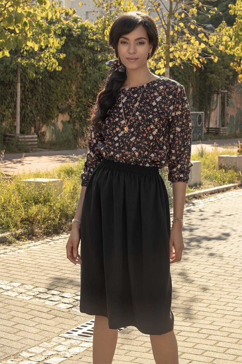 Bedruckte Bluse Marie - l'amour est bleu