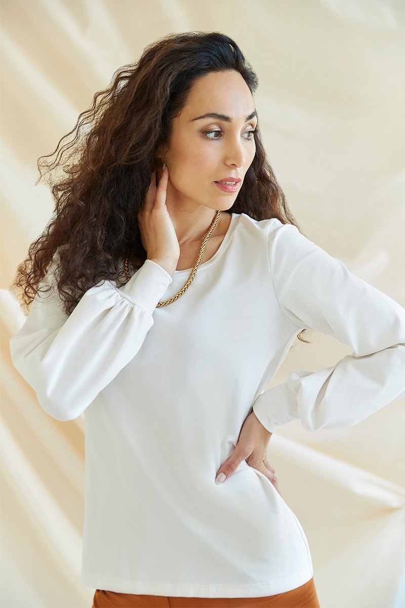 Boho Langarmshirt Charlene - l'amour est bleu