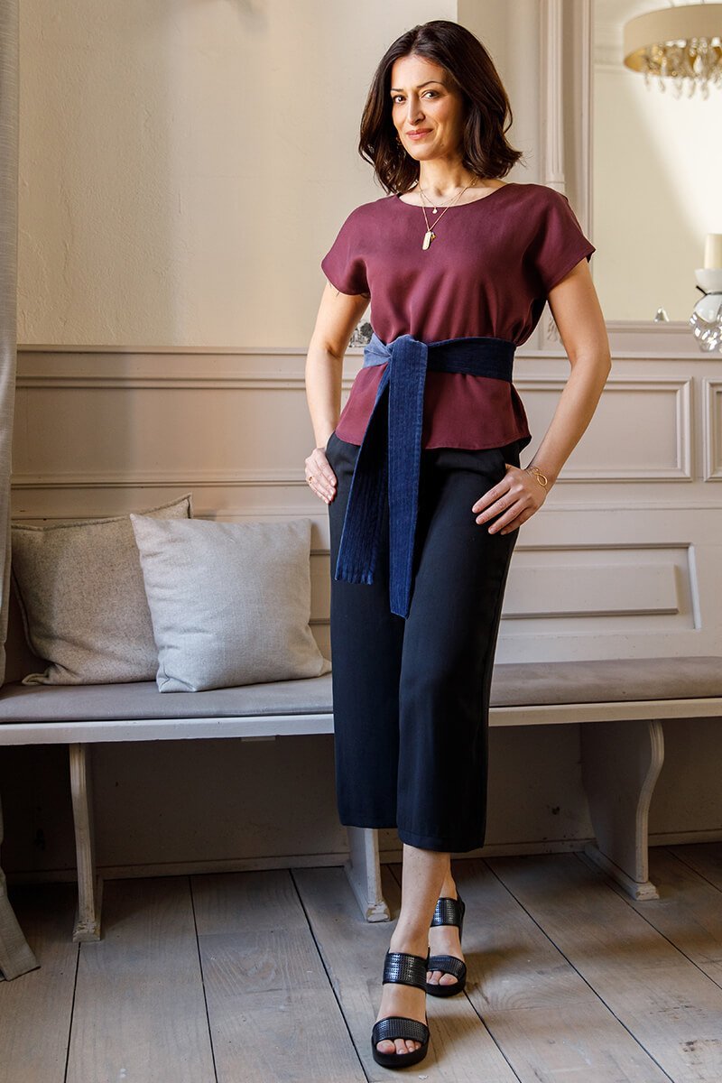 Kurzarm Bluse Mae mit Rundhalsausschnitt - l'amour est bleu